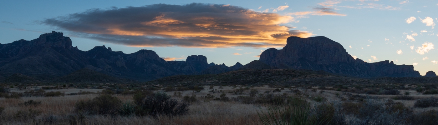 Sunset clouds over mountains at Big Bend National Park Texas